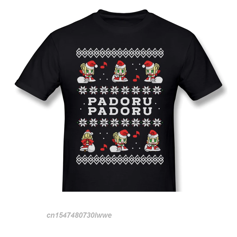 Fate Grand Order T Shirt Red T-Shirt Padoru Padoru Short Sleeve Summer Men Tees Stylish Crew Neck Streetwear