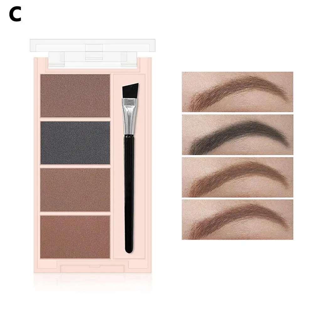 Oogschaduw Cake Make-up 4-kleuren Waterdicht Wenkbrauwpoeder Brow Eye Professionele oogwenkbrauwschaduw + paletversterkerborstel N5G6