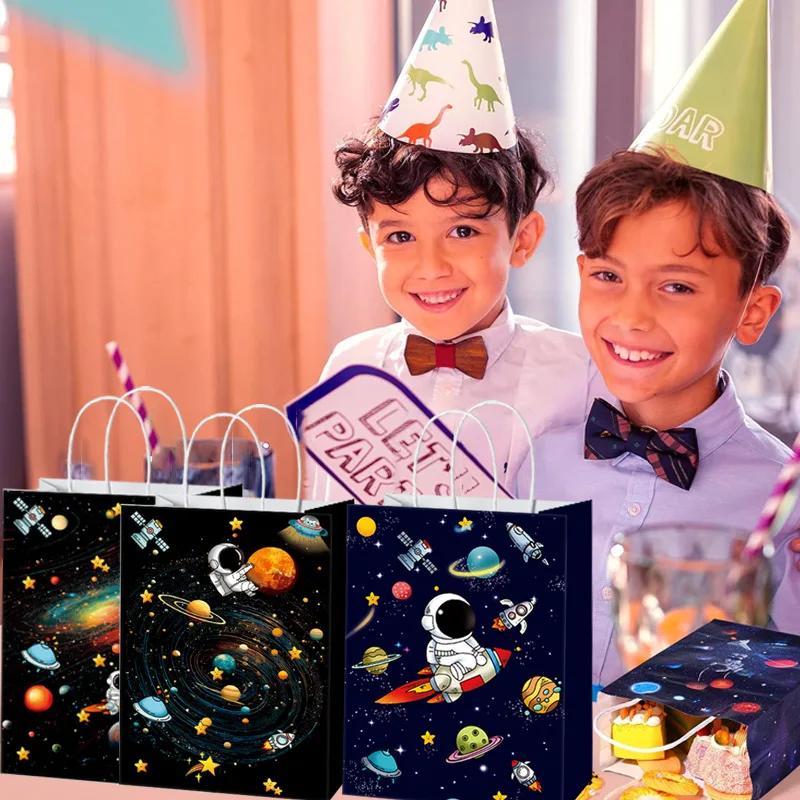 6/12/36 Stück Weltraum-Geburtstagsparty-Geschenktüten mit Griff für Jungen und Mädchen, Galaxie-Themenparty-Geburtstagsdekorationen – Detail 3