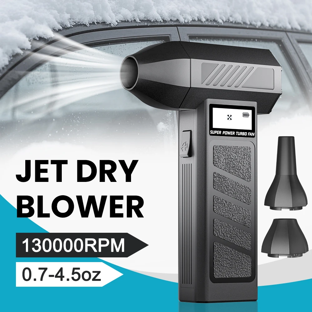 

Turbo Fan Cleaning Jet Blower Tool 4 Gears Adjustable Car Blowing Snow Electric Air Duster 130000 RPM Portable Type-C Charging