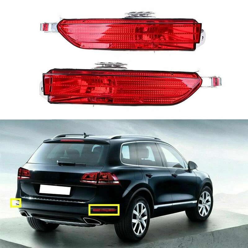 1 Pair Car Red Rear Fog Lamp Bumper Cover Reflector For Touareg 2011-2014 7P6945701D 7P6945702D