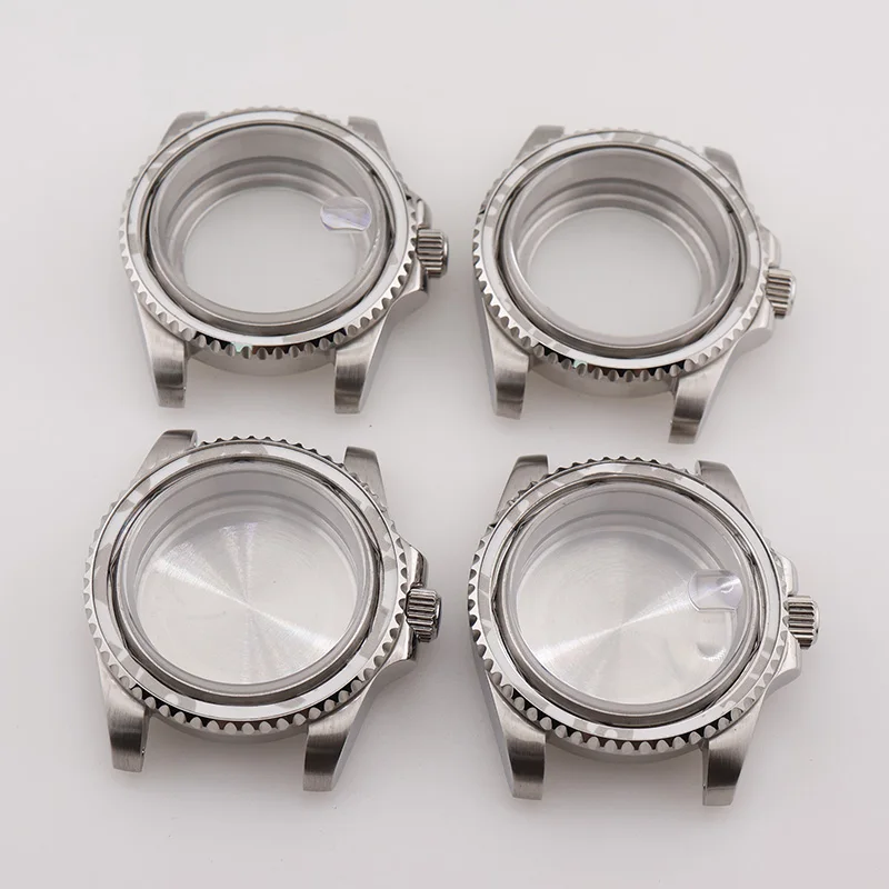 40mm 316L Stainless Steel Polished Submariner Diver Watch Case with Sapphire Crystals for Seiko Mod NH34 NH35 NH36 Repair Cases