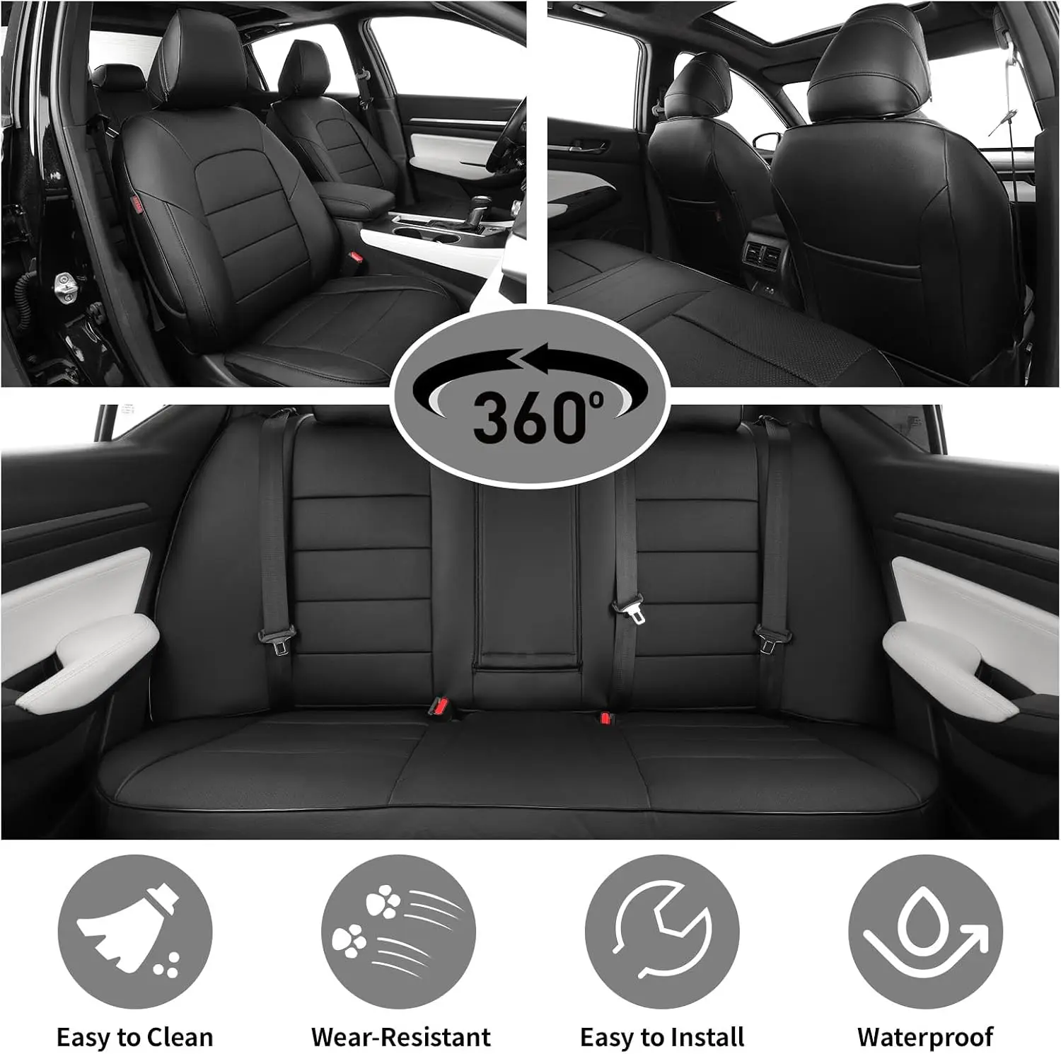 EKR Altima Seat Covers Custom Fit for Nissan Altima 2013-2025 Base/S/SL/SR/SV Leather Full Set Car Seat Protector