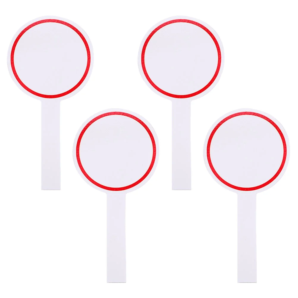 4 Pcs Score Board Poster Boards White Large Dry Erase Sign Paddles Card Hand Face on Stick Handheld Whiteboard Paper