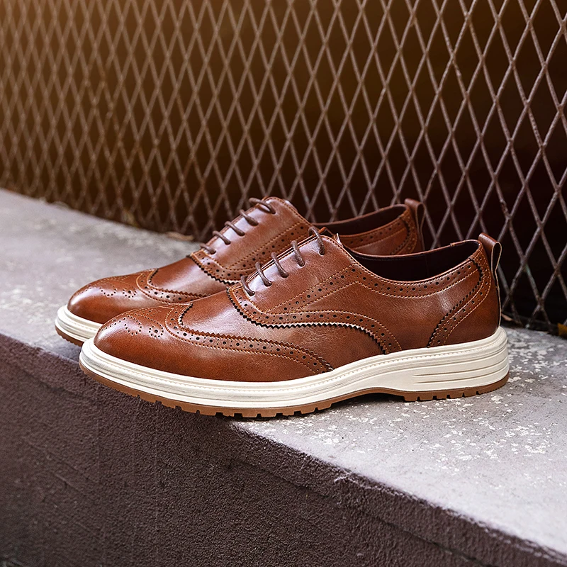 

Высококачественные мужские деловые повседневные кожаные туфли-броги на толстой подошве 3 см, увеличивающие рост, на шнуровке, деловые модельные туфли для мужчин на свадьбу