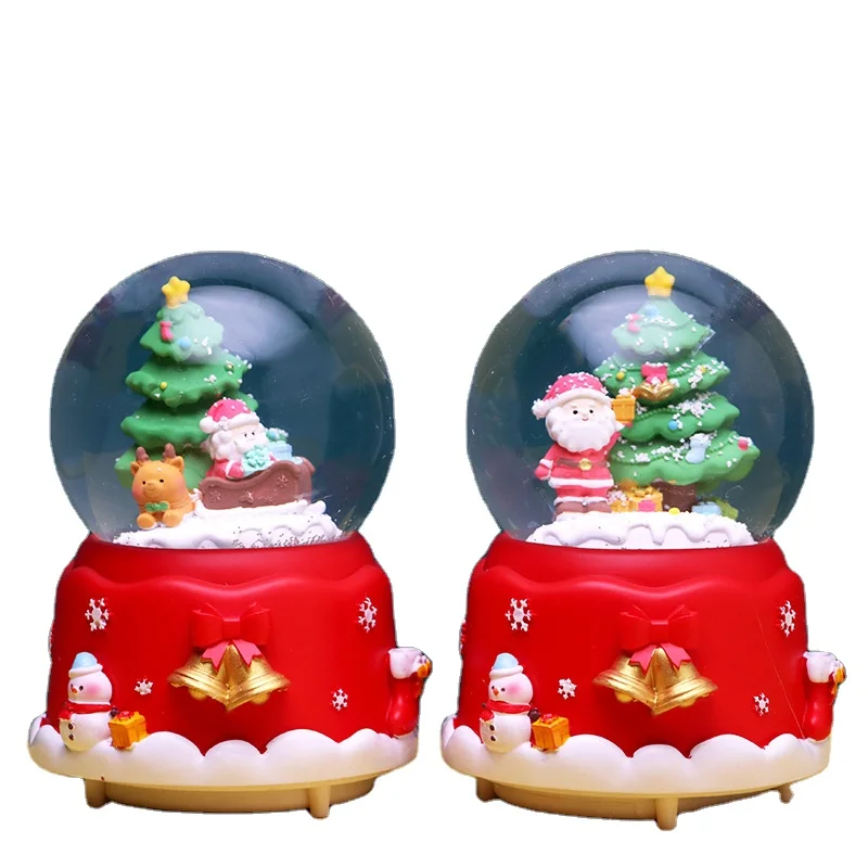 Christmas bell sled crystal ball music box tree snowman elk tabletop ornament spinning snowflakes anniversary celebration