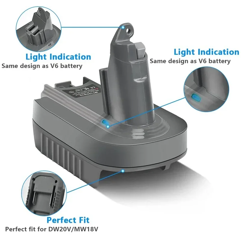 For Makita/Dewalt/Milwaukee 18V Lithium Battery Adapter Convert To for Dyson V6 V7 V8 Cordless Vacuum Cleaner Tools Use