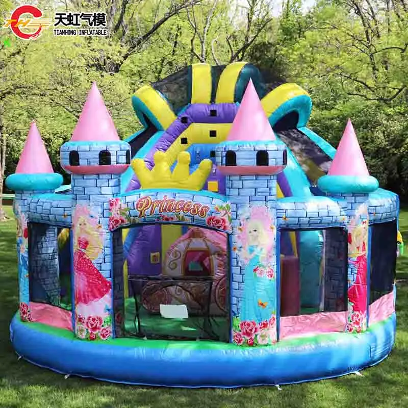 

Надувной батутный комплекс 6,5x5,5 м с горкой и препятствиями для детей, для карнавалов, мероприятий, аренды