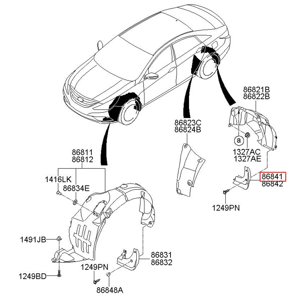 Car Mud flaps for Hyundai Sonata YF i45 2010 2011 2012 2013 Fender Mud Guard Flap  Mudguards 86831 3S000 YC101046