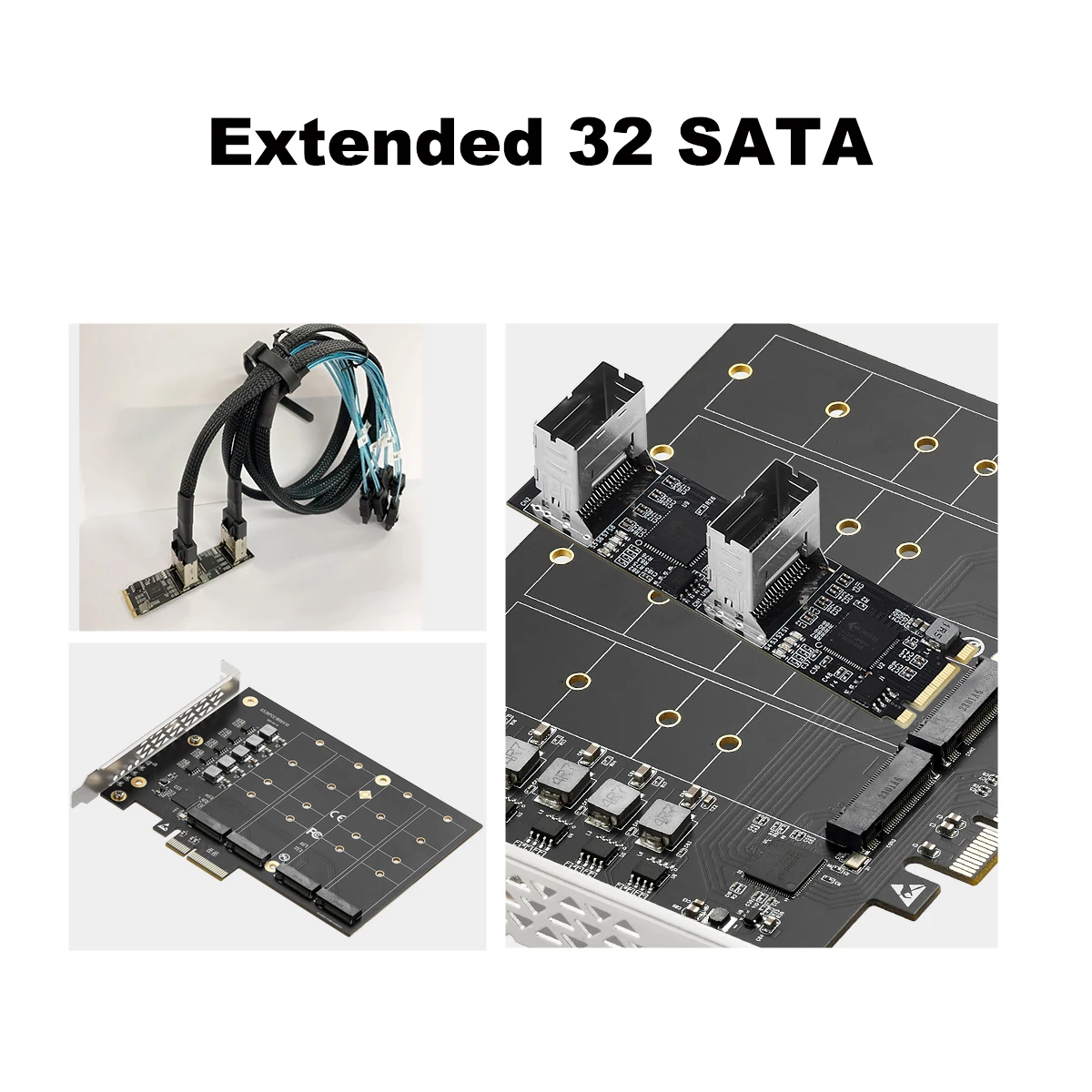 IOCREST PCIe X4 Expansion Card 4 M.2 NVMe to 32 SATAIII 6G Ports Extender Adapter Support Non-Bifurcation Motherboard