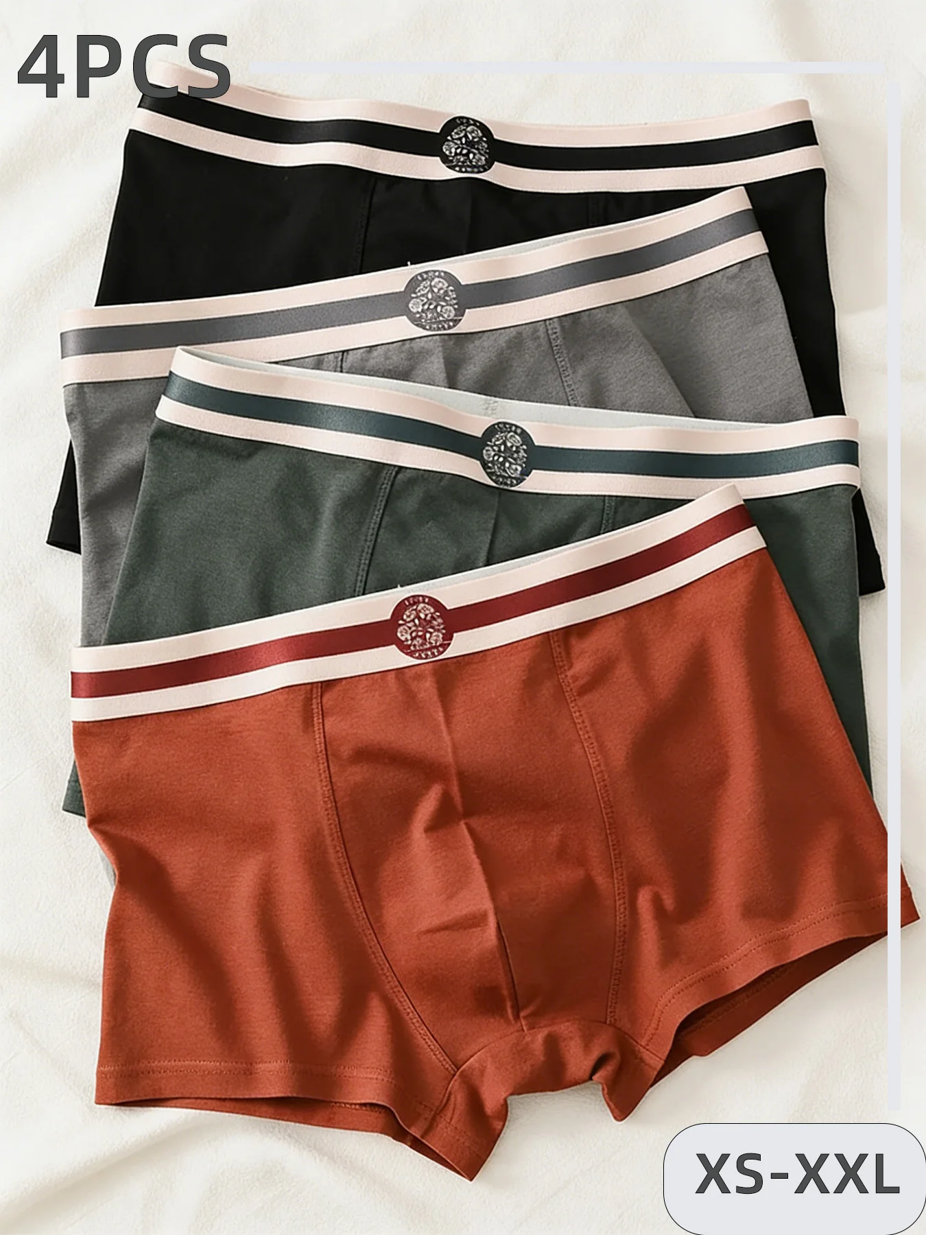 

Мужские повседневные боксеры (4 шт.) с ретро-полосками на поясе, удобные, дышащие, высокоэластичные, для спорта и отдыха