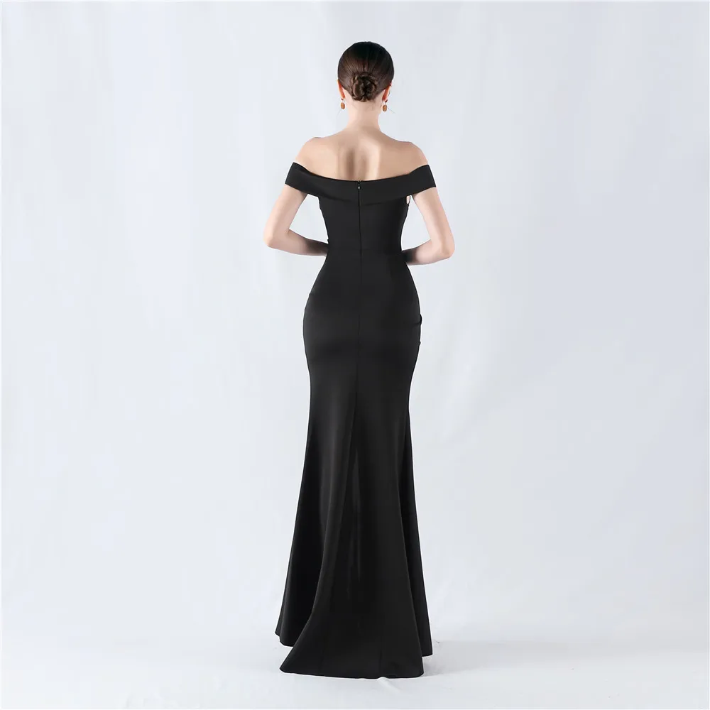 Customized Women's Off Shoulder Side High Slit   Sexy Prom Gown Memaid  Evening Dress