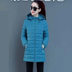 Women Winter Jacket 2023 New Fashion Mid Long Down Cotton Women Coats Parkas Female Casual Warm Outerwear Hooded Winter Coat 6XL