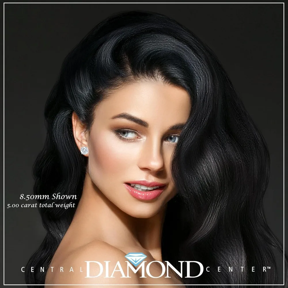 أقراط من الذهب عيار 14 قيراط مع ترصيع ألماس مقلد، من 0.30 إلى 8.00 قيراط، مجوهرات زركونيا فاخرة