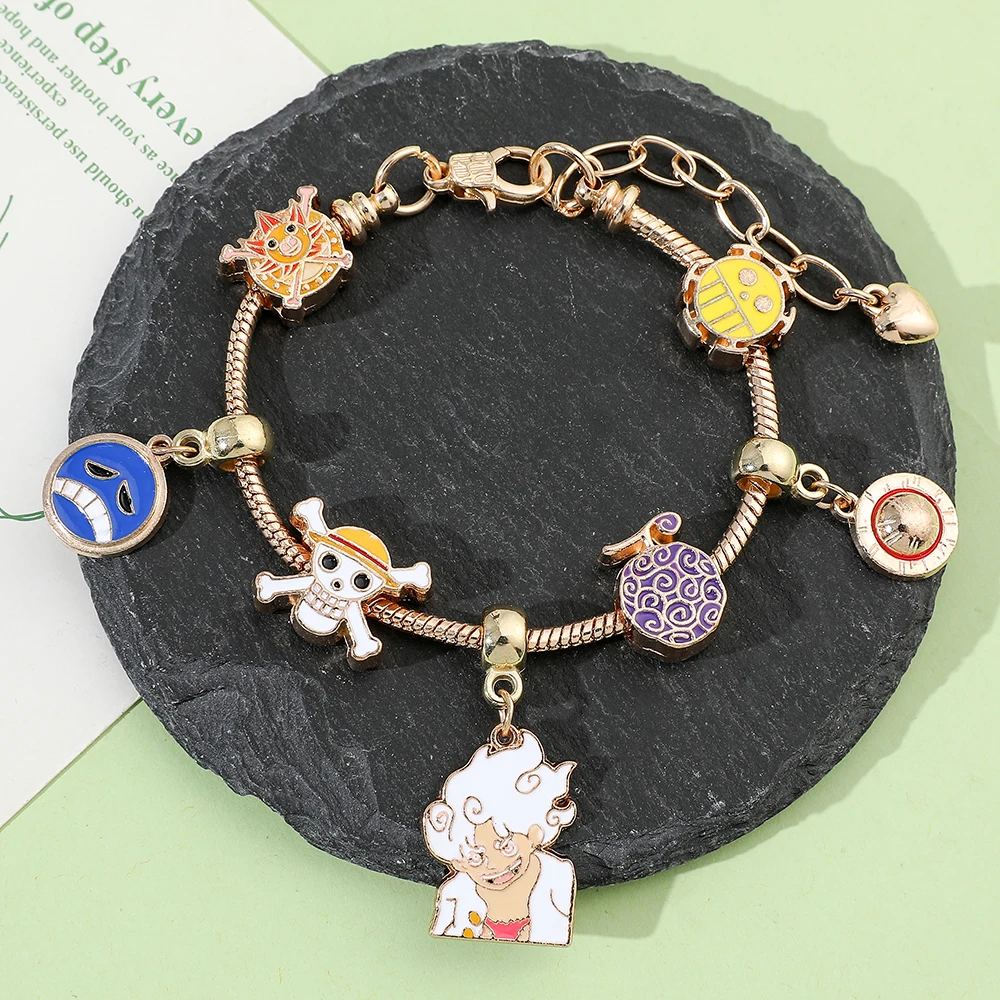 Anime bracelet, figurine, Straw Hat Luffy pirate bead chain, DIY pendant bracelet, birthday party gift for girls view 5