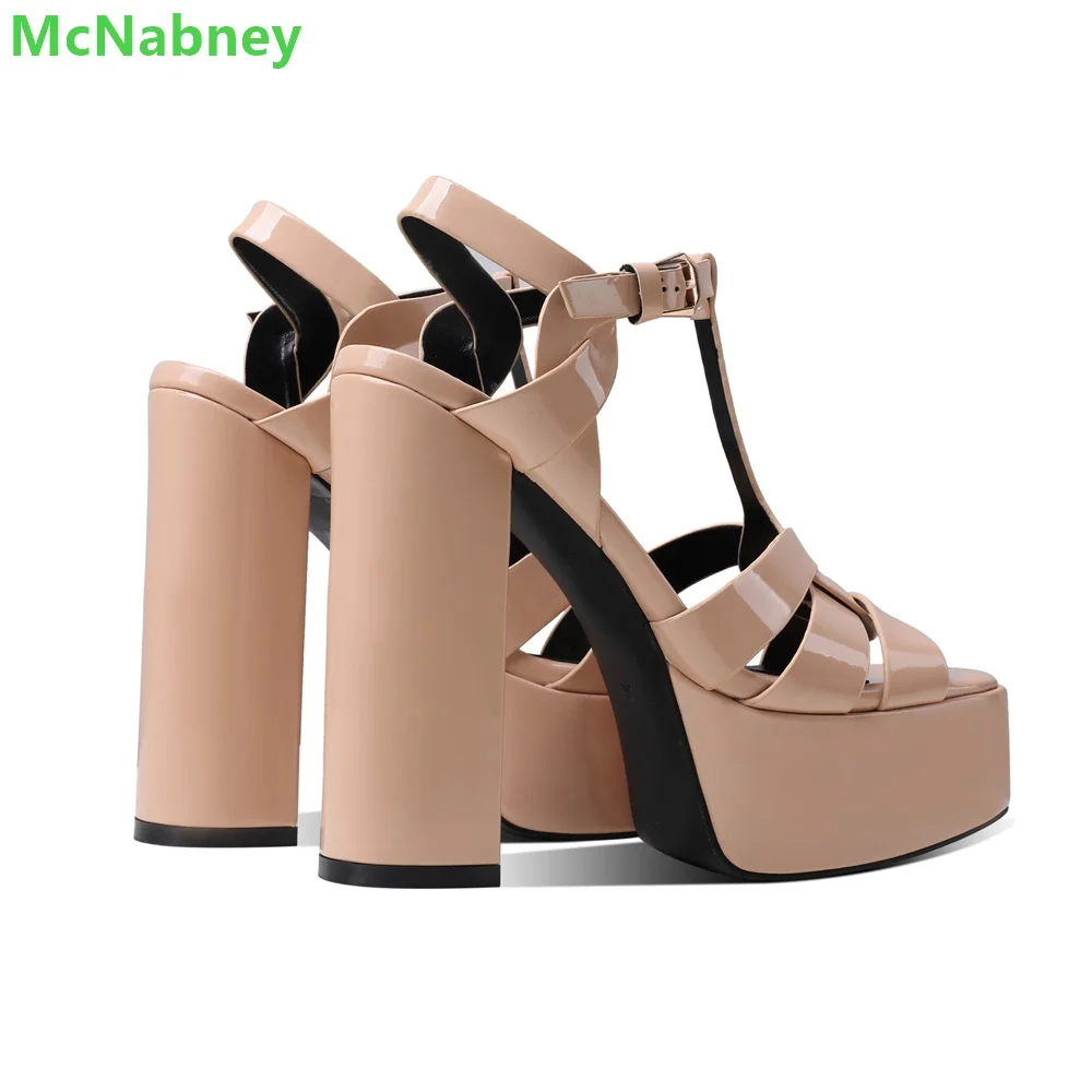 2024 New Weave Design Peep Toe Sandals Elegant Chunky Heel Hollow Ankle Buckle Strap Solid Fashion Summer Shoes For Women