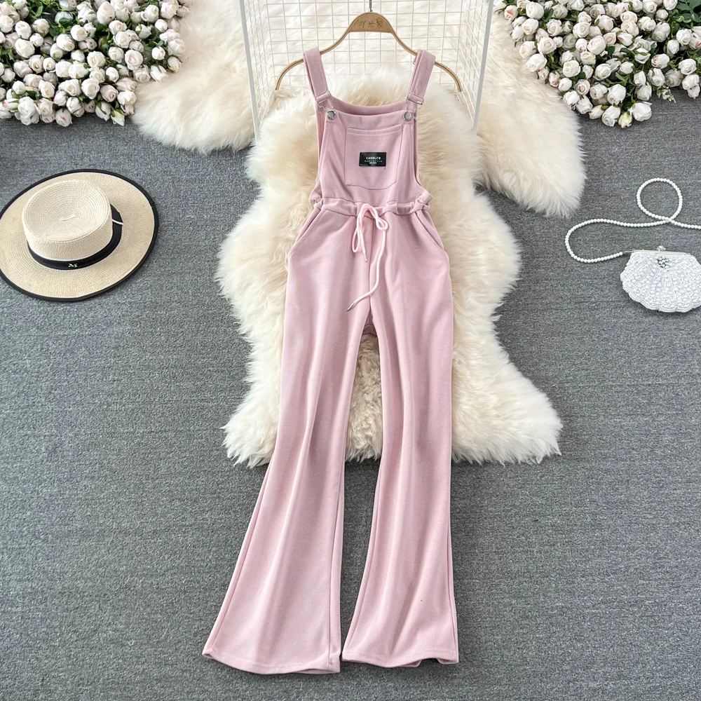 Korean Style Summer Anti-Aging Casual Overalls Women's Loose Waist Slimming High Waist Wide Leg Pants Long Trousers