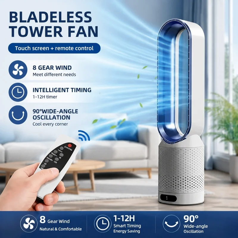 New HOT Bladeless Fan Air Filtration Circulating Fan Cooling and Heating Fan Home Office Dormitory Floor Tower Fan