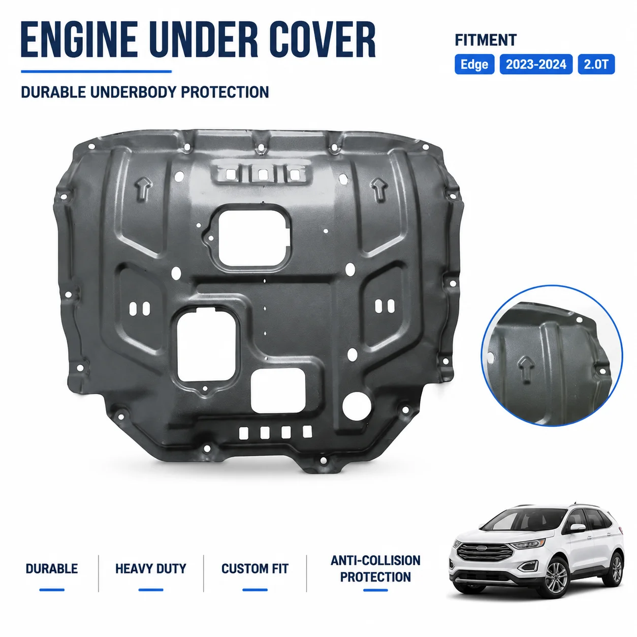Custom Fit Engine Skid Plate For Ford Edge Gas Petrol 2023-2024 2.0T Heavy Duty Underbody Protection Anti Collision Design