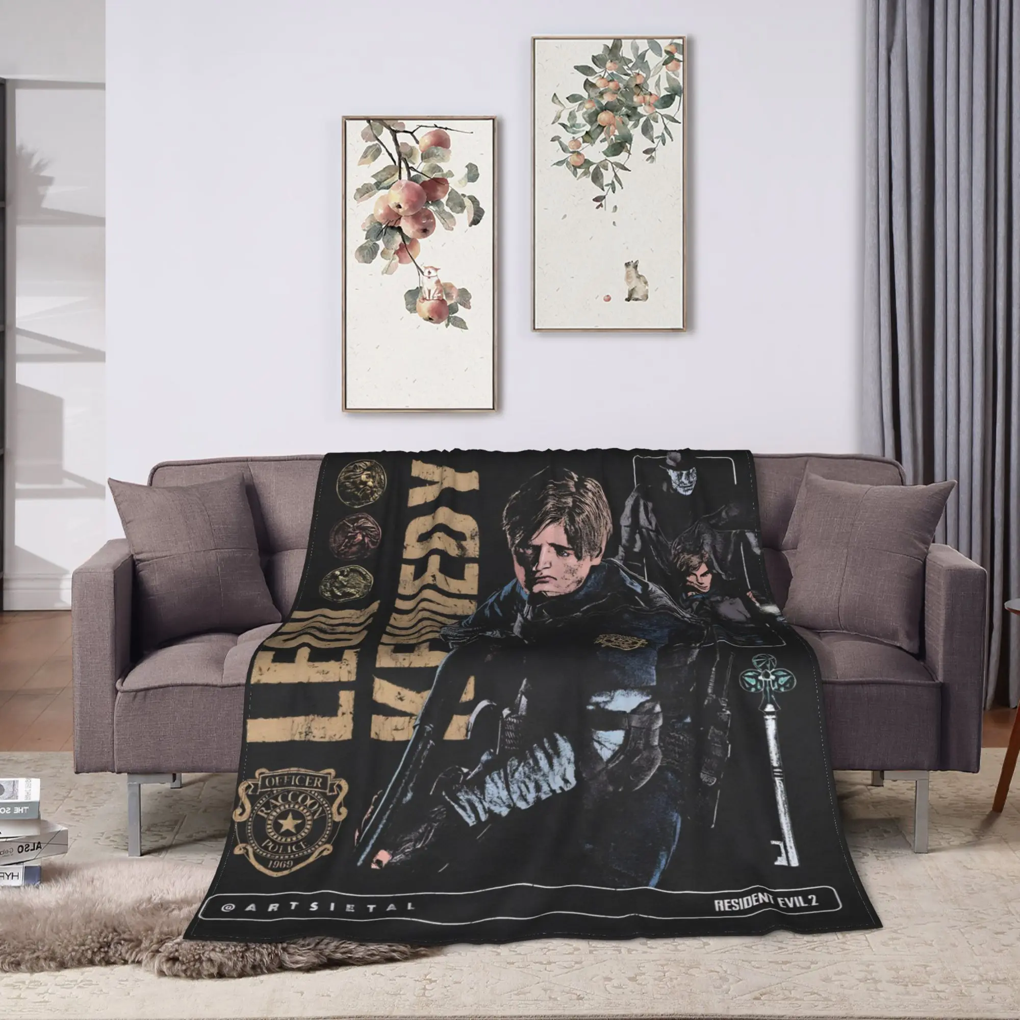 Leon Kennedy Resident Evil Warm Soft Blanket  Picnic Plush Bedding Throws Fashion Outdoor Flannel Bedspread Sofa Bed Cover