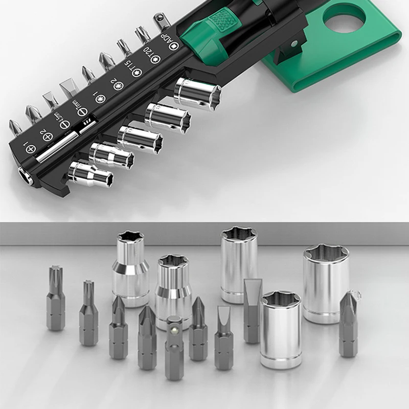 15 in 1 manual screwdriver set, hexagonal screwdriver with replaceable drill bit, cross groove nut, key for home repair