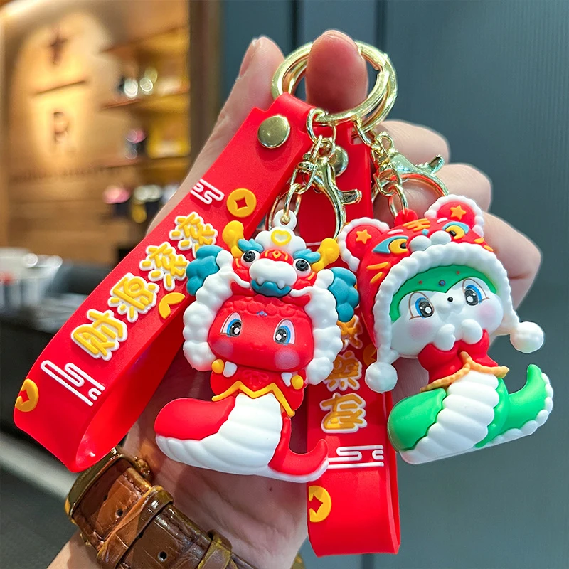 Creative Cute Spring Festival Snake Keychain Lucky Wealth New Year Pendant Chinese Style Snake Key Ring Bag Decoration Gifts