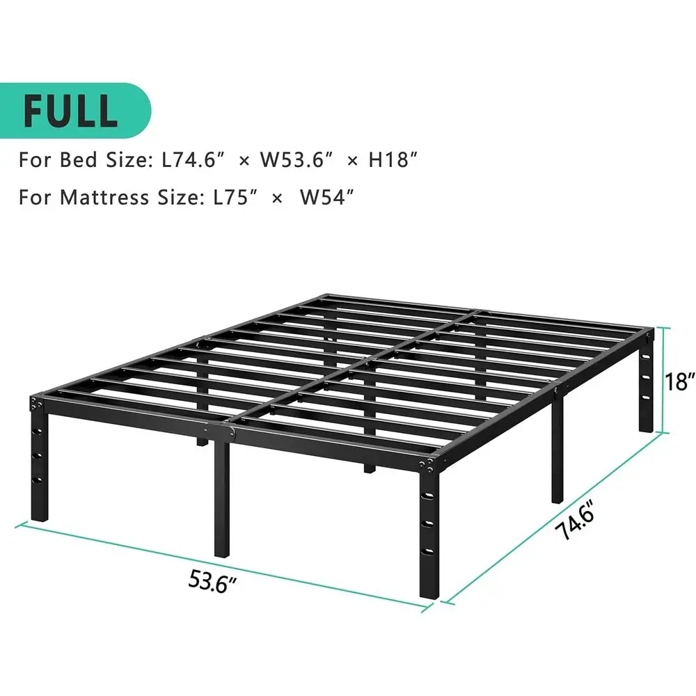 14 إطار سرير معدني كامل، بدون صندوق زنبركي، شرائح شديدة التحمل، سهلة التجميع، أسود #3