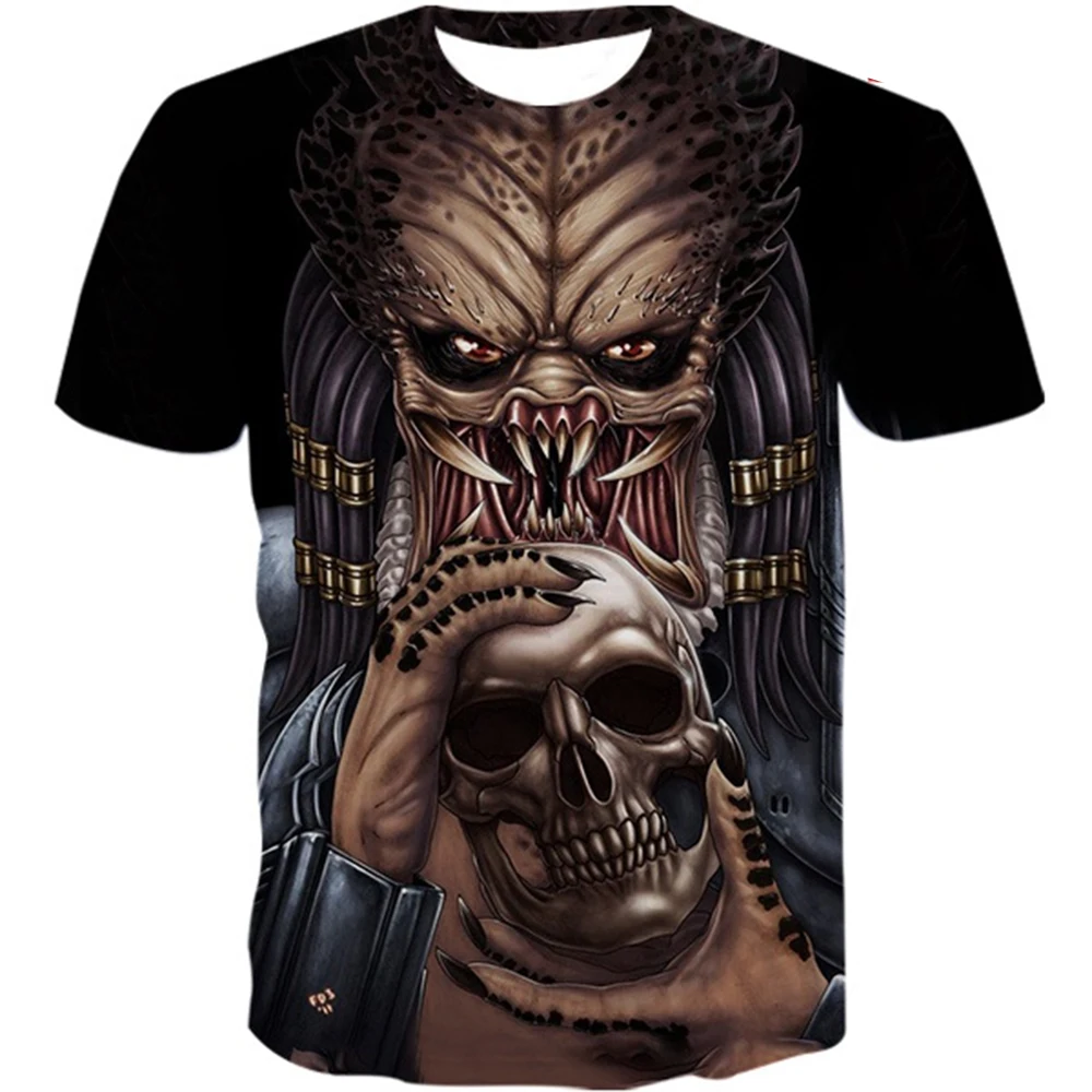 Creative Horror Design Predator 3D Printing Summer Fashion Leisure Cool Personality Street Style Short Sleeve image 3
