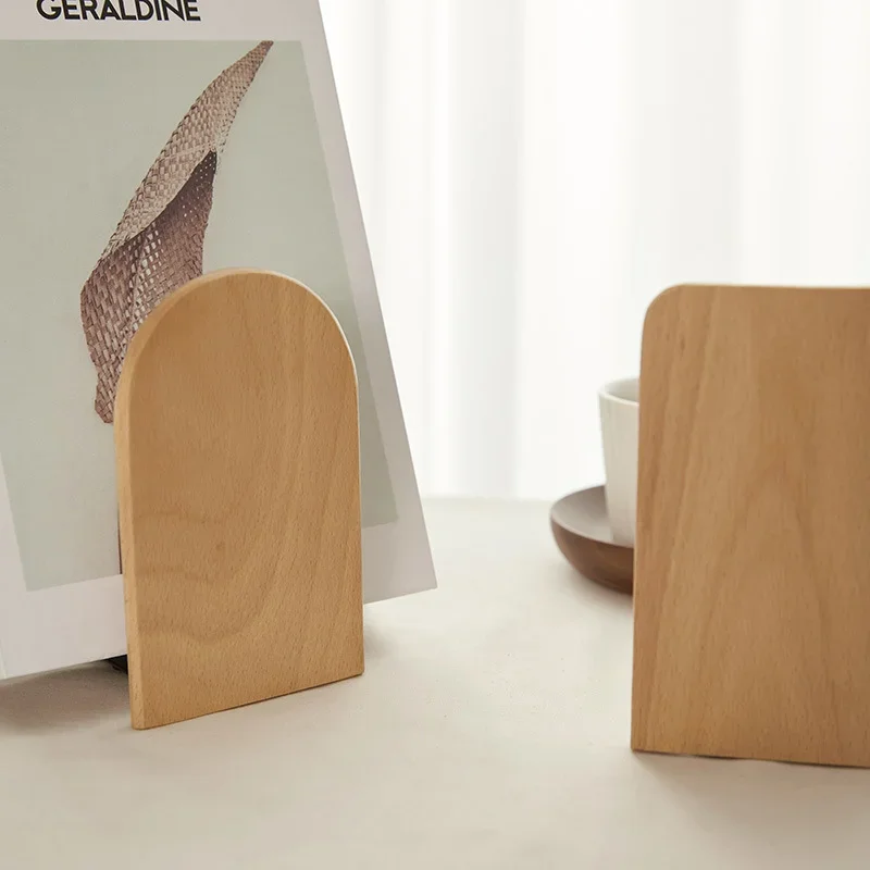 Natureza Madeira Desktop Bookends, Book Organizer, Book Ends, Stand Holder, Prateleira, Escritório, Casa