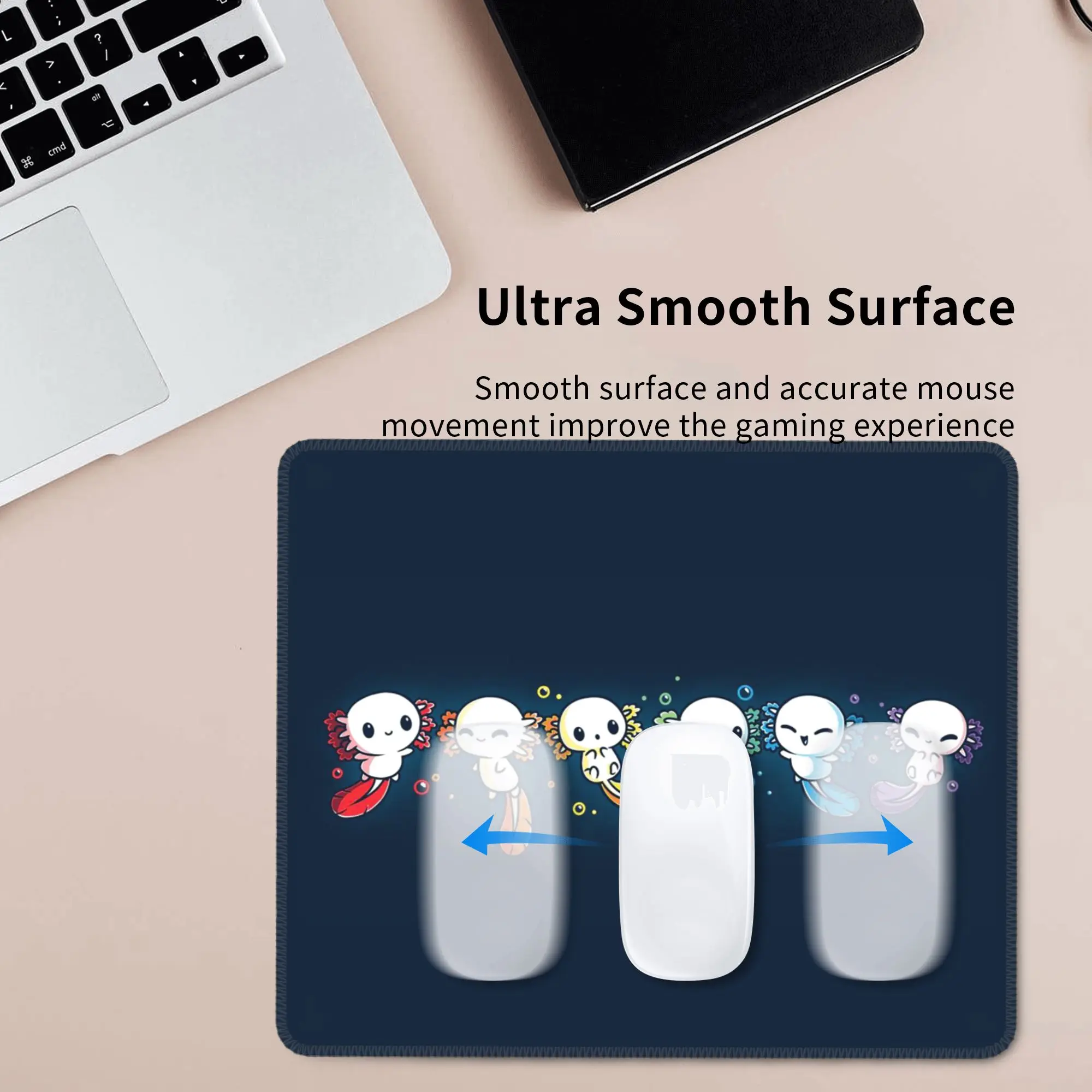 Colorful Axolotl Stacked Together Mouse Pad Computer Keyboard Mouse Mat Gaming PC Laptop Desk Mat Office Accessories Table Mats