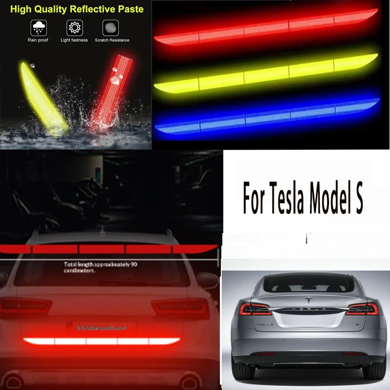 

Для Tesla Model S: 1 шт. светоотражающая предупреждающая лента для багажника автомобиля, защита от столкновений