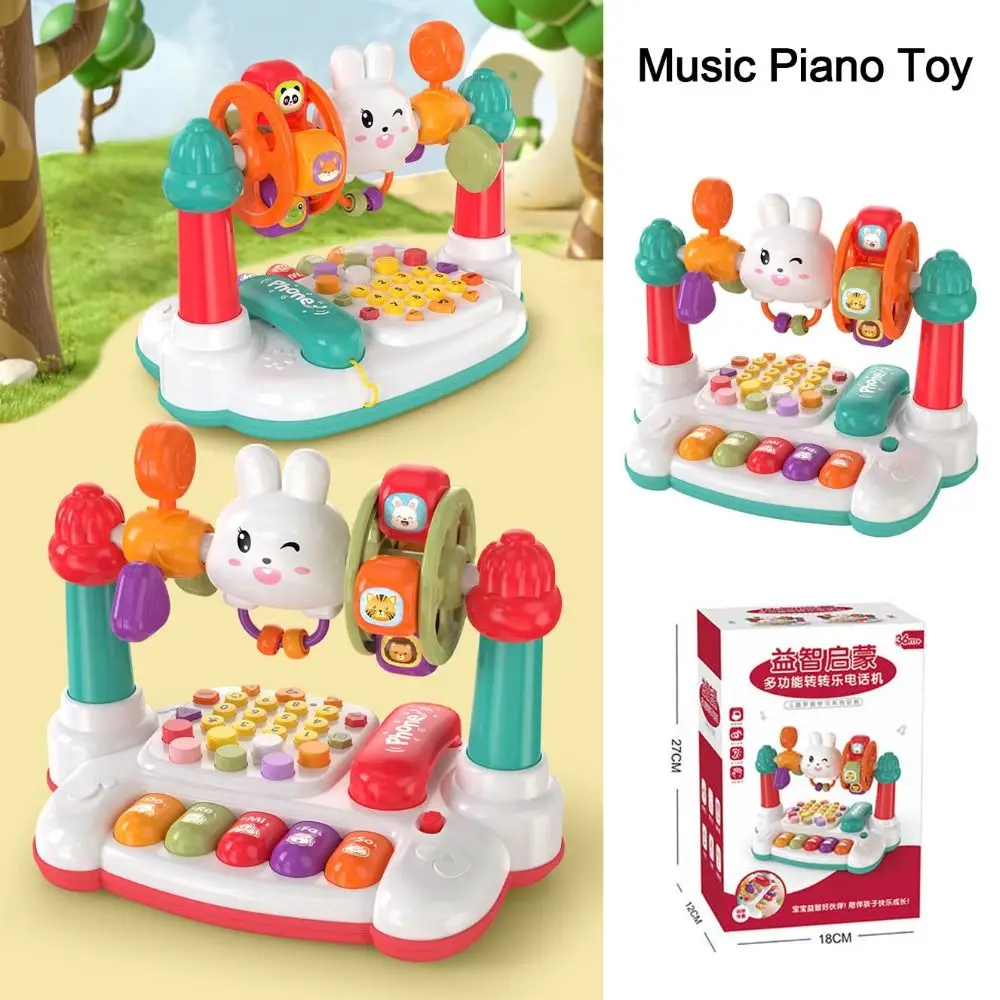 Cute 16 In 1 Rotating Music Piano Keyboard Plastic Rabbit Educational Music multifunctional Early Educational Piano Toddlers