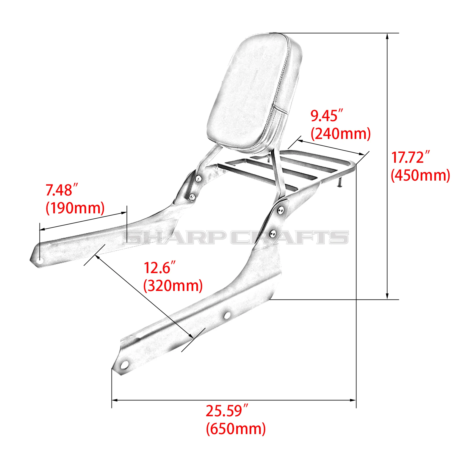 For Honda Shadow VT750C2 Spirit 2007-2015 VT750C2B Phantom 2010-2018 Motorcycle Accessories Backrest Sissy Bar Rear Luggage Rack
