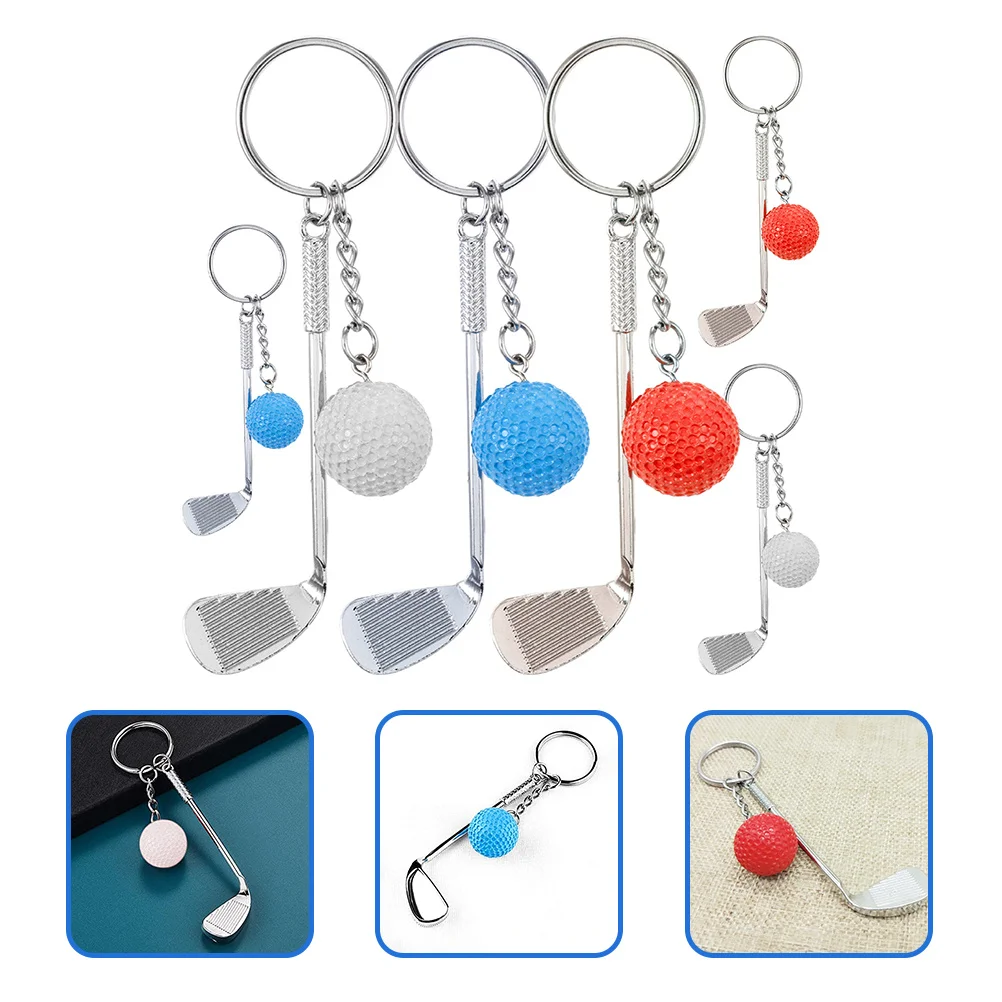 

6 шт., подвеска для ключей с мячом для гольфа, брелок для спортивной сумки, рюкзака, автомобиля, уникальные брелки, подарок, брелок для гольфа