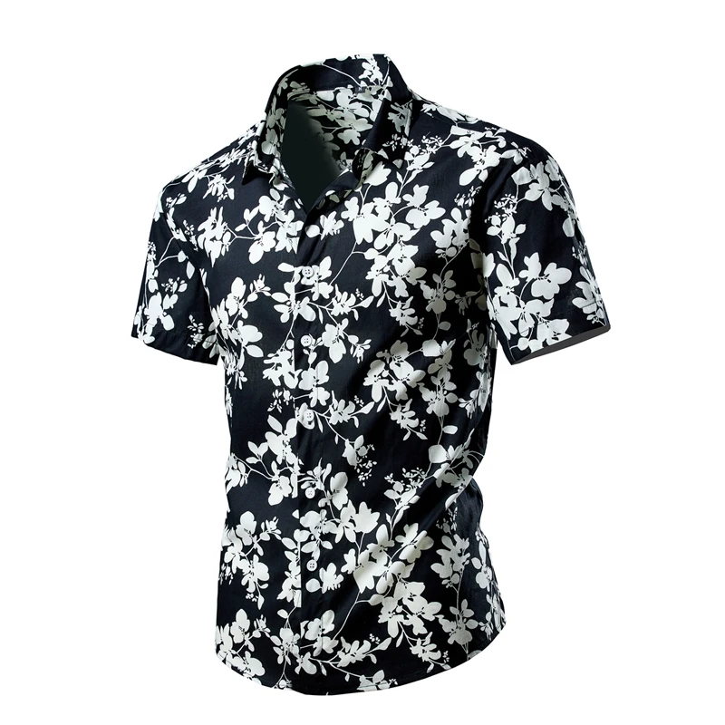 High quality 100% cotton Hawaiian Shirt Beach Sun Casual Slim Fashion men\'s Shirt Shirt Fashion short sleeve shirt