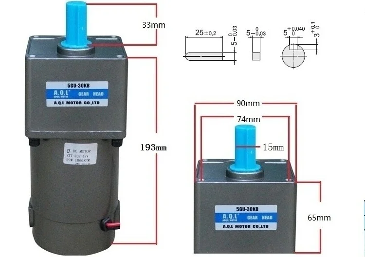 Щеточный двигатель постоянного тока 90 Вт/12 В/24 В/48 В/90/110 В/220 В коробка передач 30K