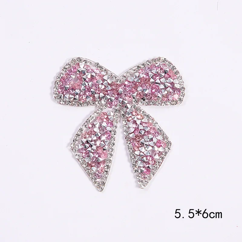 3d Crystal Rhinestone Handmade Beaded Bow Patches Iron on Sequin Patch for Clothing Girl Clothes Thermo Adhesive Applique Stick