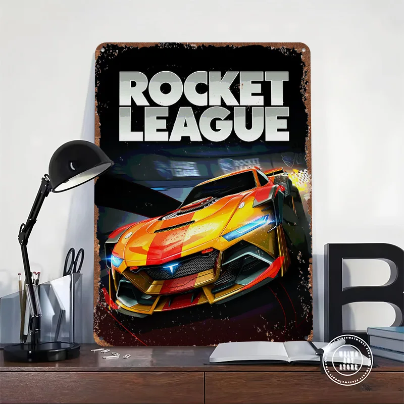 Rocket League Game Cover Art Tinplate Poster Customized Wall Art Vintage Retro Metal Signs for Apartment Decoration Room Decor