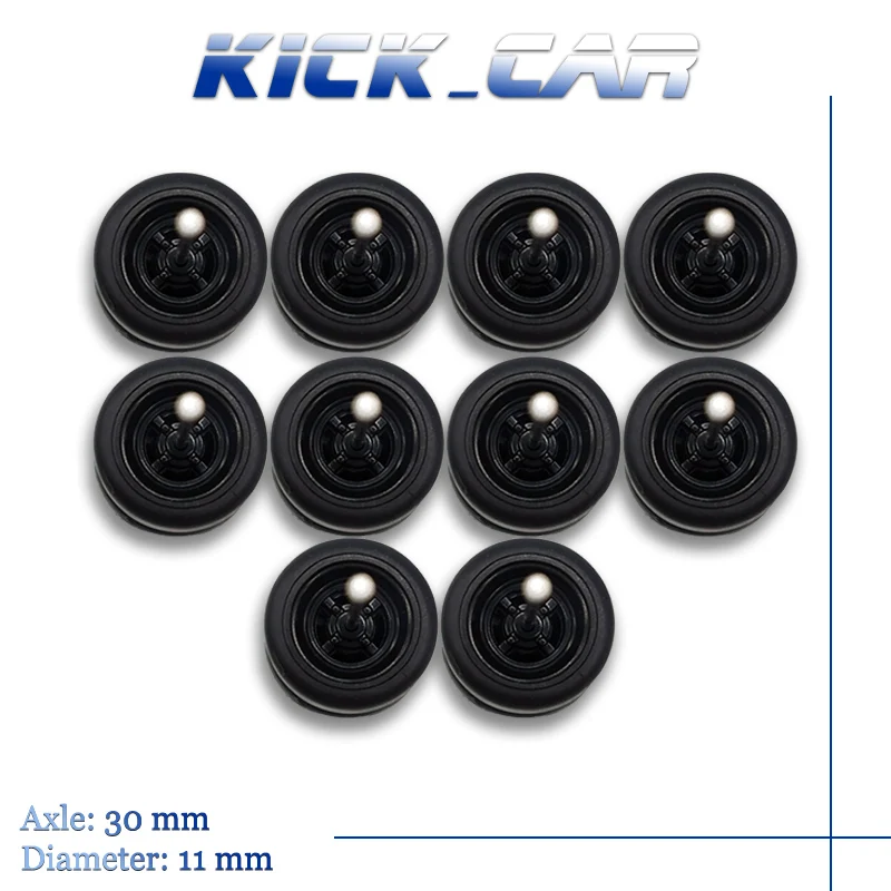 Kicarmod 1/64 Wheels With Rubber Tires 4-Spoke Hub Detail-up Modified Kit for 1:64 Hotwheels Model Car Toy Wheel Kit 5 Sets