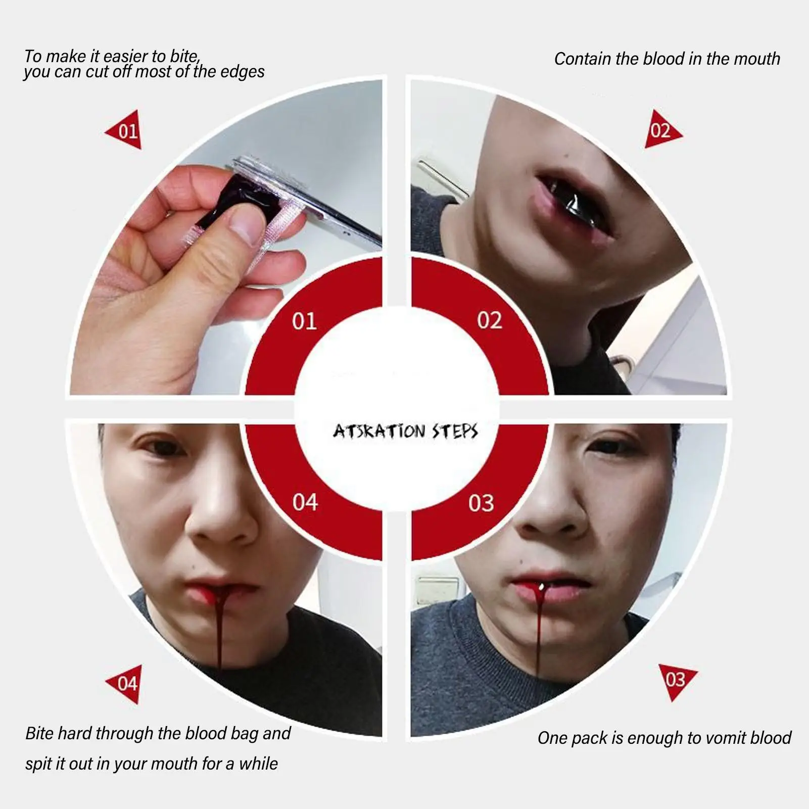 3ml Washable Makeup Fake Blood for Halloween TV - Simulated Effects, Safe Material, Small Bags