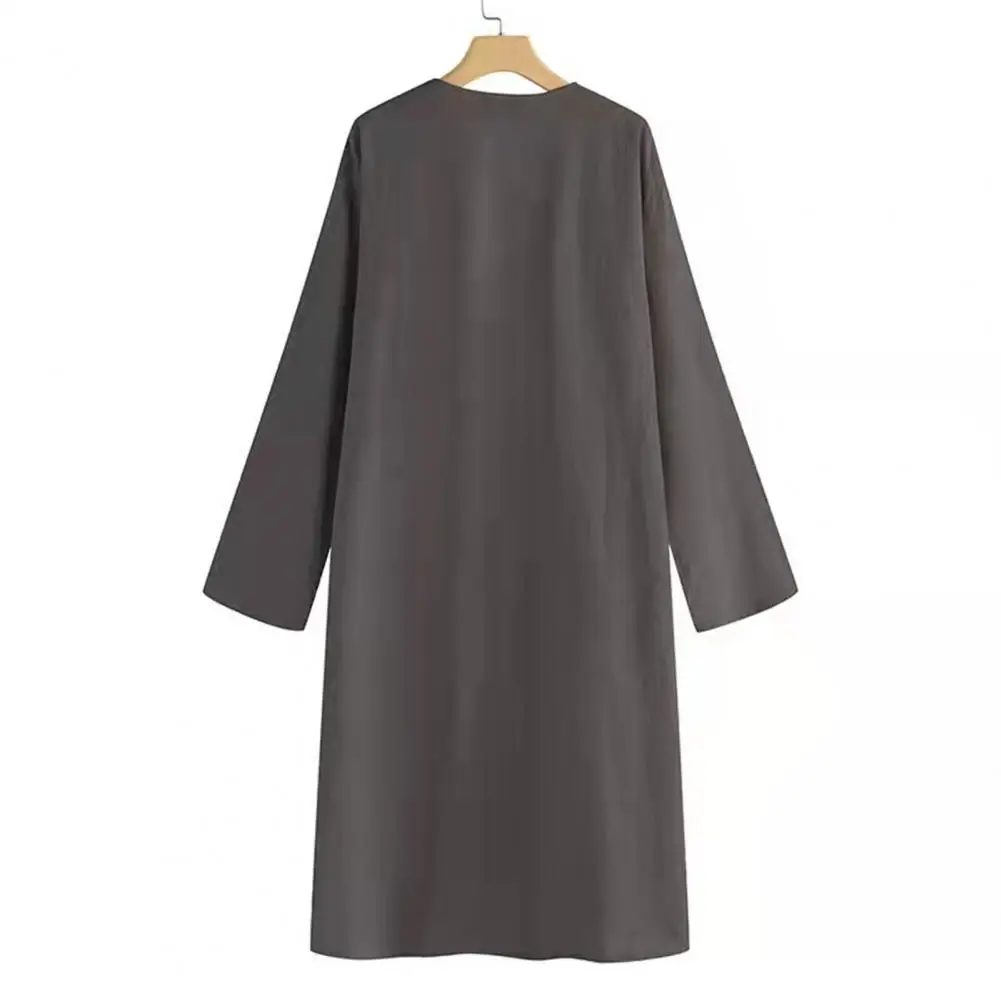 Women's Long Trench Coat V-Neck Long Sleeve Cotton Cardigan Sun Protection Long Jacket Robe For Summer Causal Trench Outwear