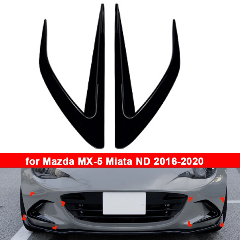 

Glossy Black Car Side Wing Knife Spoiler Fog Light Splitter Spoiler for Mazda MX-5 Miata ND 2016 2017-2020