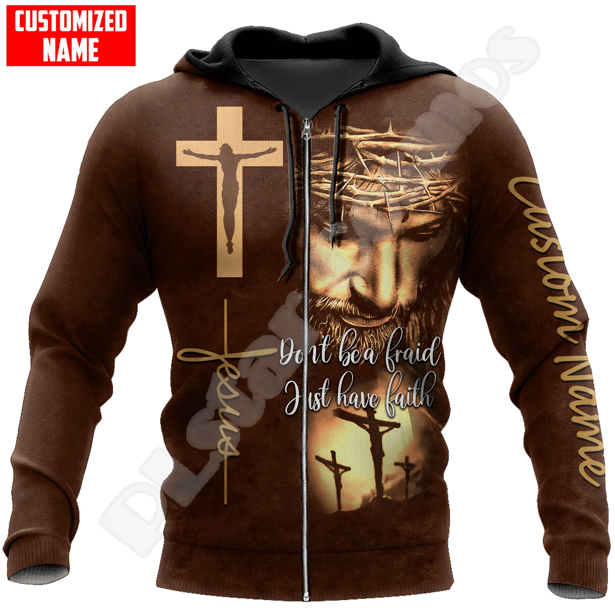 Custom Name Christian Child Of God Savior Jesus Lion Retro Tattoo 3DPrint Unisex Pullover Harajuku Casual Funny Jacket Hoodies 5