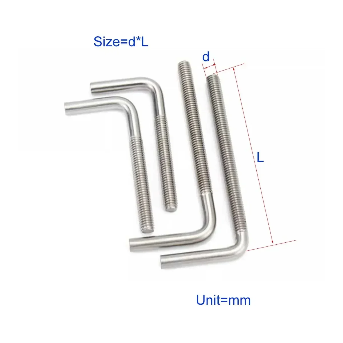 

304 Stainless Steel 7-Type Right Angle Screw/l-Type Pole Anchor Bolt M4M5M6M8M10M12