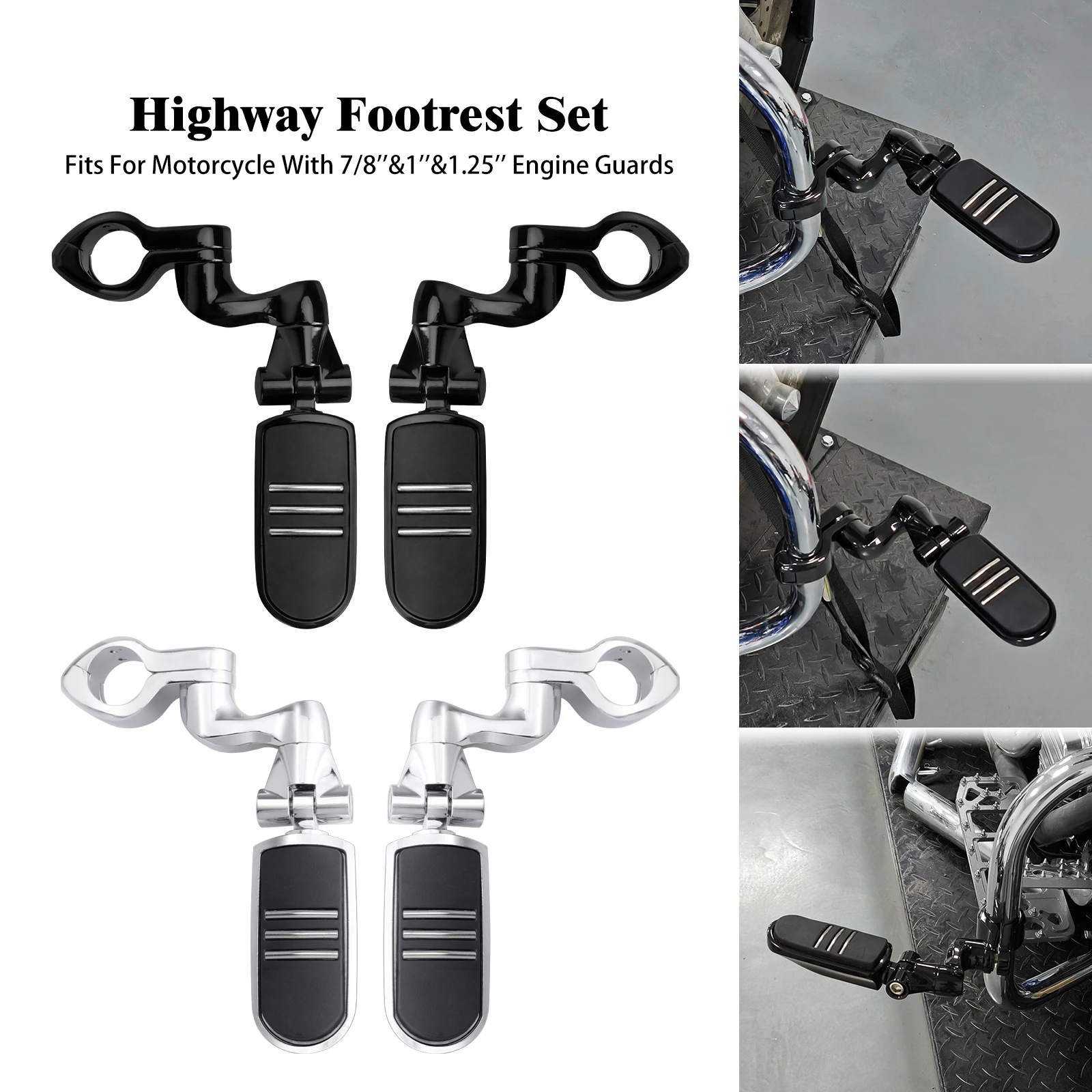 

Motorcycle 1.25'' Highway Footpegs 25-32mm Engine Guard Footrest Foot Pegs Mount For Harley Touring Softail Sportster 1200 Dyna