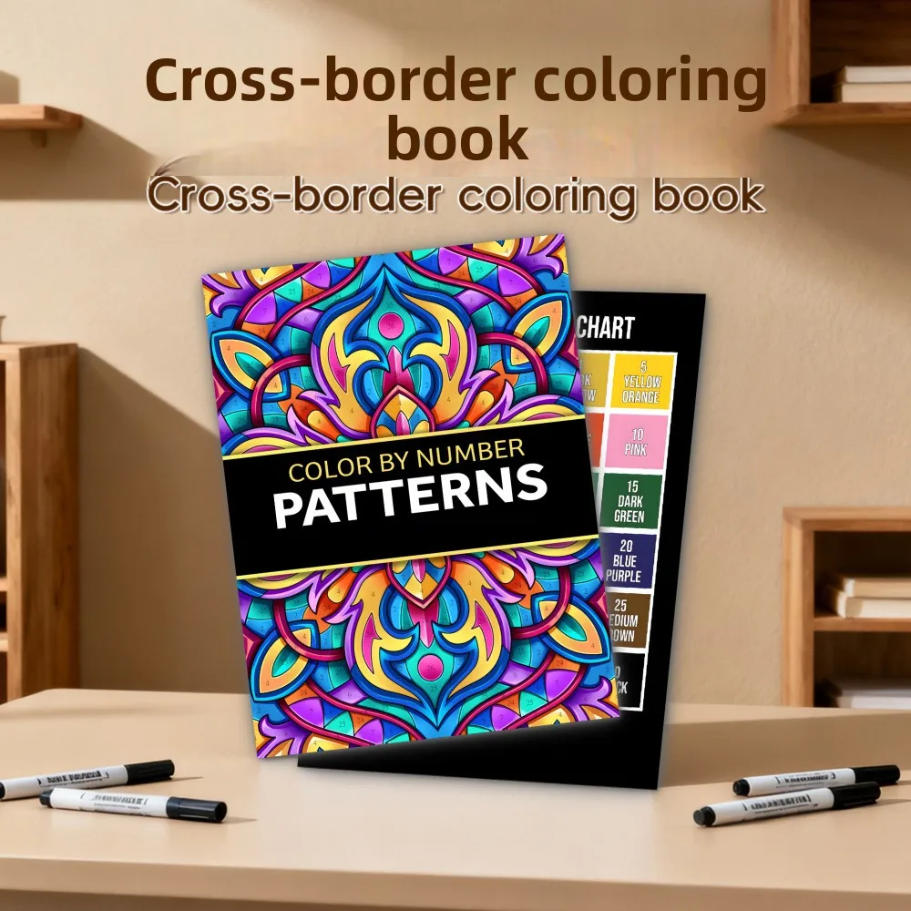 A4 50 Pages Number Coloring Book For Adults Thick Anti-Bleed Stress Relief DIY Drawing Notebook Wholesale