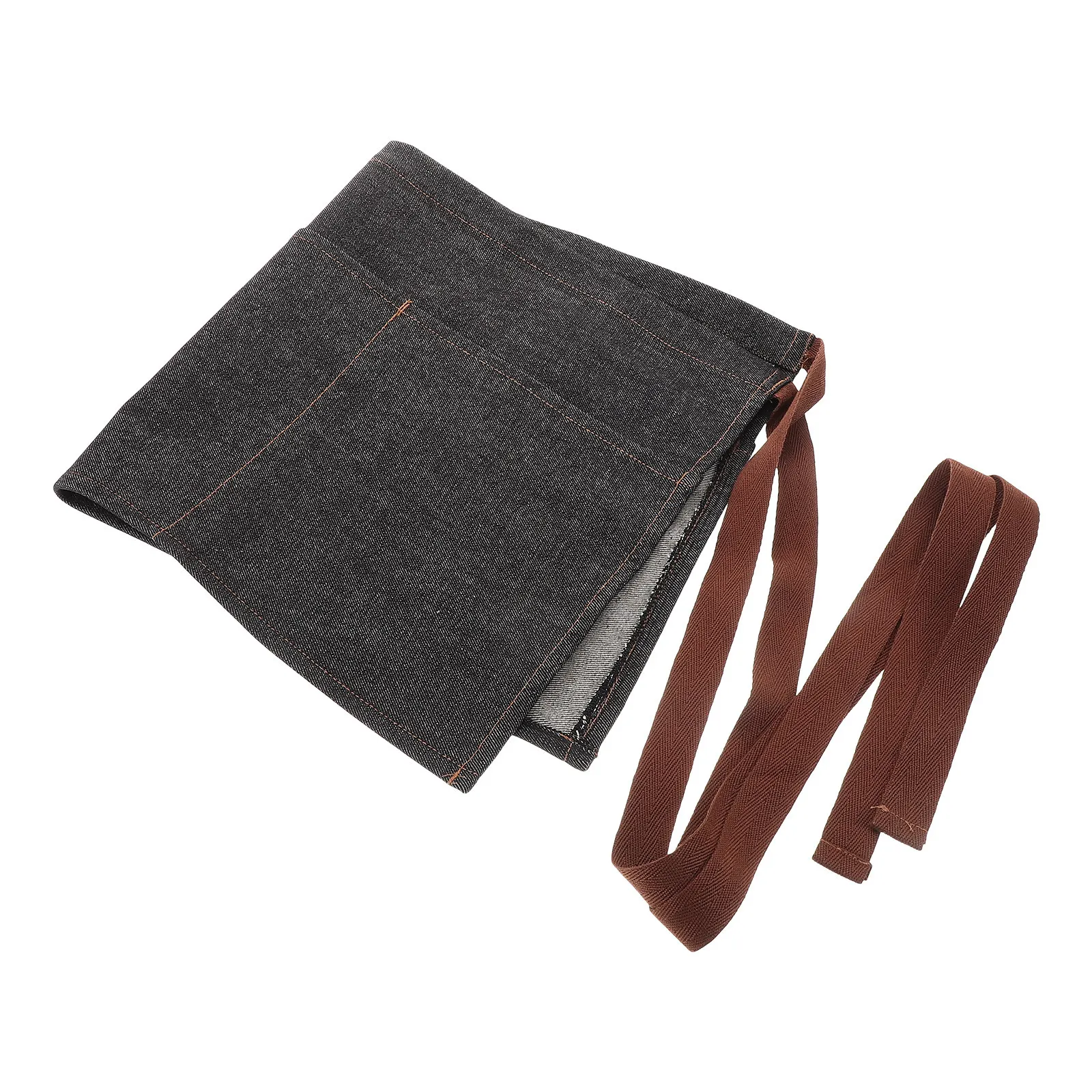 

Denim Waist Apron Short Black Fade Proof Wrinkle Resistant Adjustable Tie 3 Pockets Serving Aprons Waitress Workwear