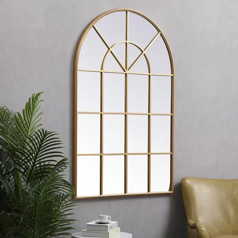 Large Arched Wall Mirror for Living Room Bedroom Decor Modern Industrial Style Full Length Glass Hanging Mirror for Entryway