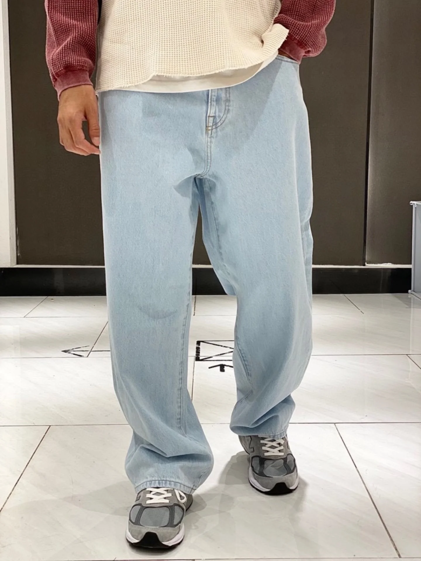 Japanese casual loose straight-leg jeans - high-density pocket work pants