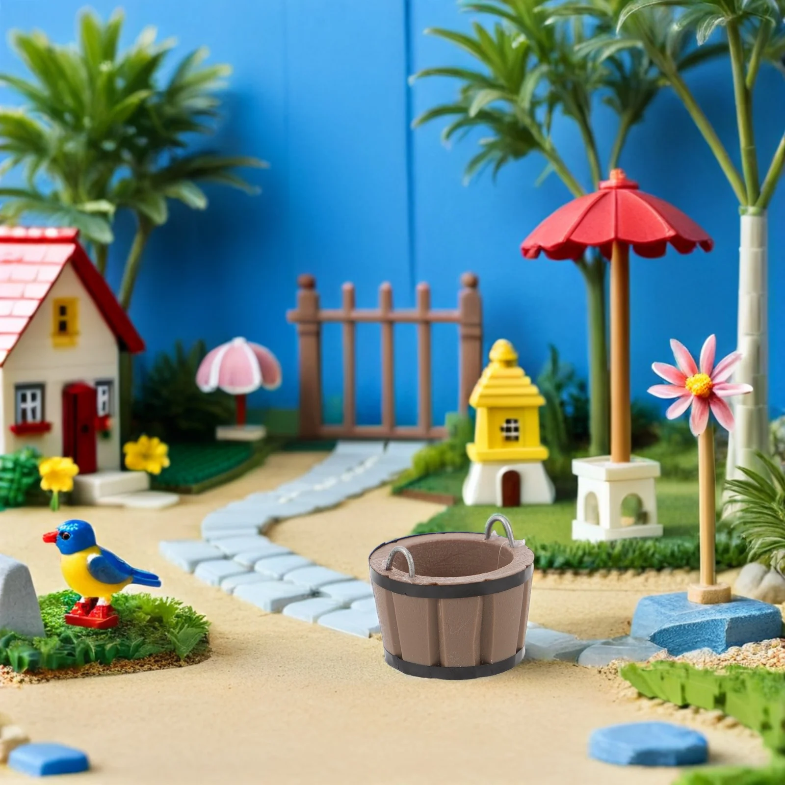 

2 шт. миниатюрные ведра из смолы для кукольного домика, кухонный декор, деревенский мини-бочка с ручками, корзина для рукоделия «сделай сам», микропейзаж